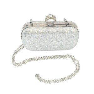 ICING SILVER GLITTER EVENING HANDBAG WITH RING FINGER CLOSURE
